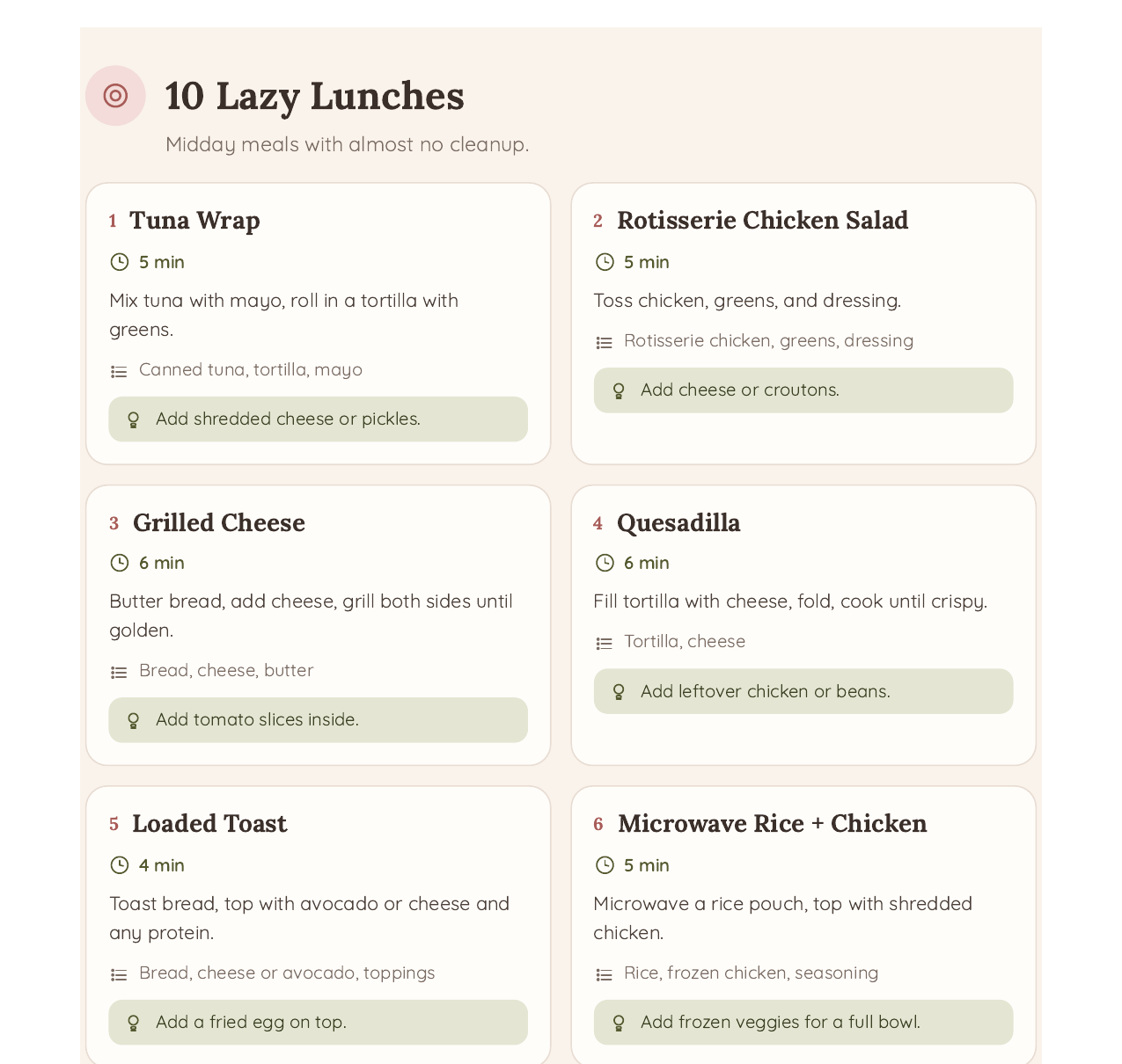 Lazy lunches page preview